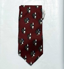 Vintage New w Tag Burberry  s of London Crimson 100 Silk Tie Sailboat Nautical