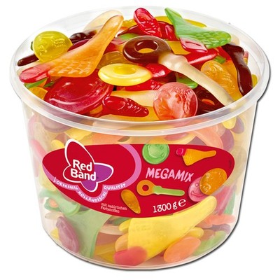 (5,65 /1kg) Red Band Mega Mix Fruchtgummi 1300g Dose