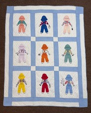 Vintage Quilt Wall Decor Appliqu Overall Sam 40x50 Handmade Blanket Cottagecore