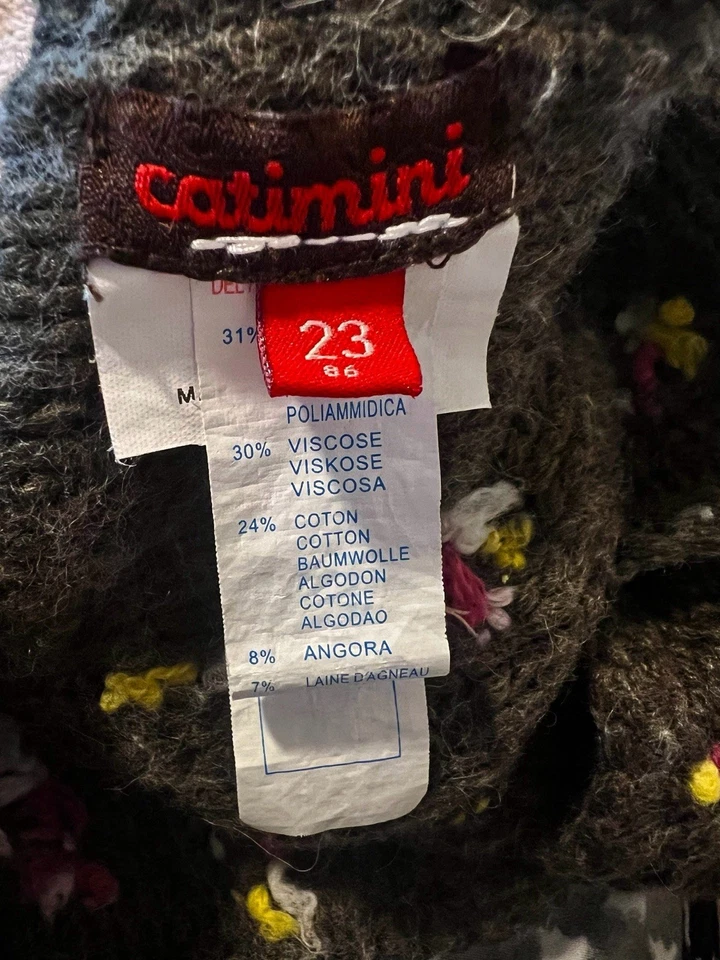 Cárdigan Suéter Catimini Niñas Talla 2T 86 23 Verde Oliva Mezcla Lana Bordado Foto 3 de 3