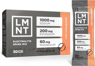 LMNT Grapefruit Salt Elektrolyt-Drink, 30 Sticks, Keto & Paleo, 1000mg Natrium, 