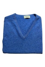 pull Cachemire william Lockie Made in Scotland Col V Old Money Bleu Homme M