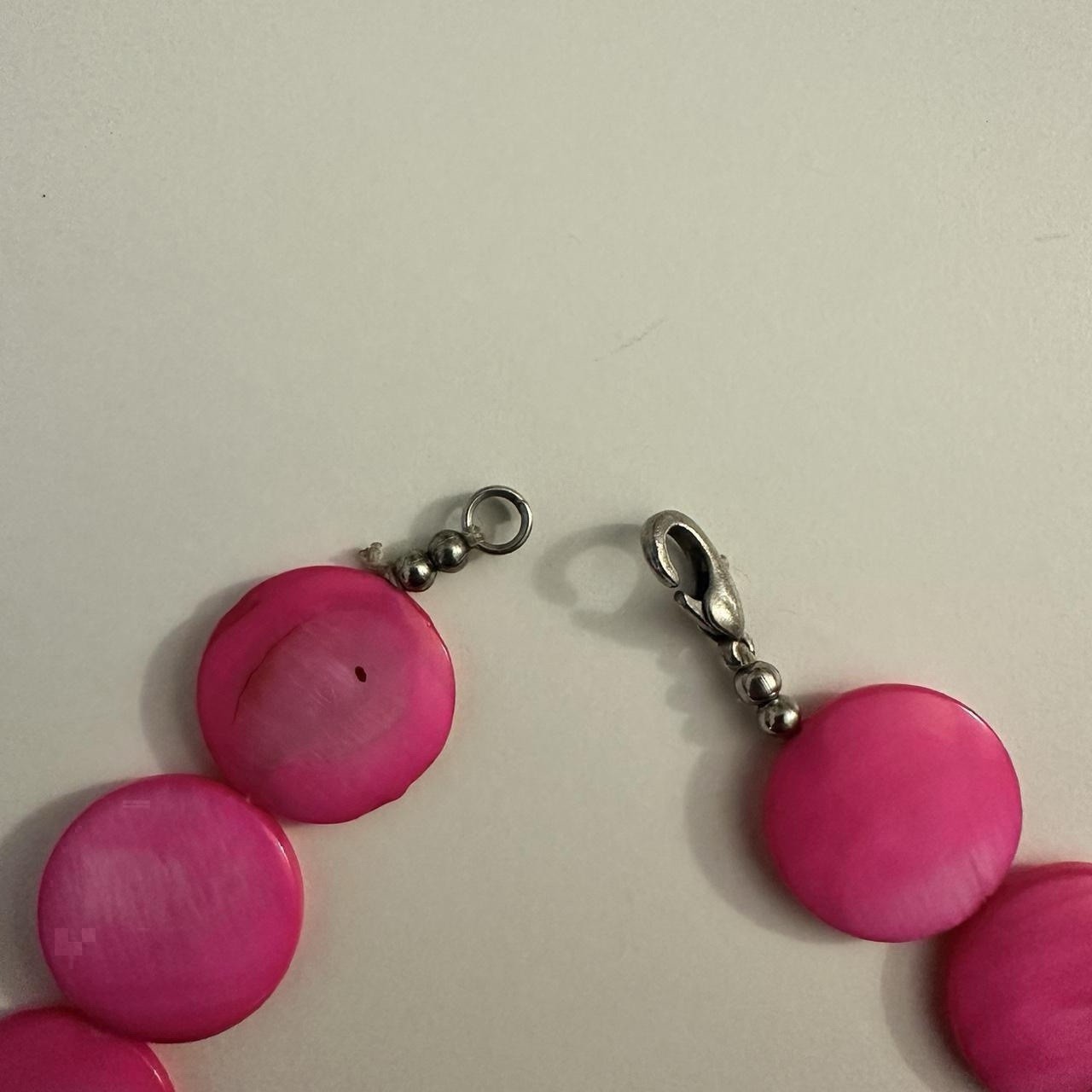Pink Shell Round Flat Bead Statement Necklace - image 3