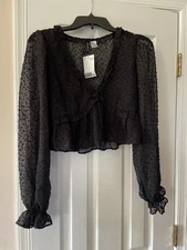 Divided H&M sheer Black long sleeve blouse Size Small Women’s New With Tags