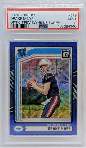 2024 Panini Donruss - Rated Rookie Drake Maye #379 Optic Preview Blue Scope...