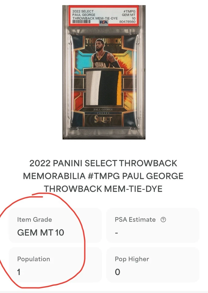 2020 Select Paul George Throwback MEM-TIE-DYE #TMPG 13/25!  🔥GEM MT 10  POP 1🔥 - Image 3 of 3