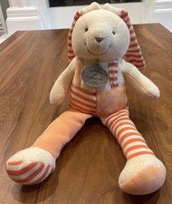 DOUDOU et Compagnie Paris Orange Peach Cream Bunny Plush Squishy Striped Easter