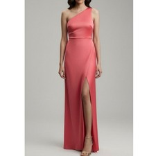 $248 NWT BHLDN Dylan One Shoulder Satin Gown, Coral, 10 (US)