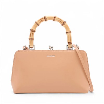 Jil Sander Goji Bamboo Leather 2 Way Handbag Beige