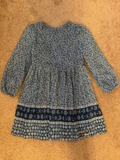 Tahari Girls Peasant Blue Floral Puff Sleeve Flowy Pullover Dress Size 5 EUC