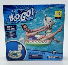 Bestway H2O Go Inflating Alpaca Swim Ring 41"x31.5"x35.5" Ages10+ Float Pool New