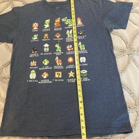 Super Mario Bros 2016 Mens Gray T Shirt Large Nintendo NES Game Pixel Characters