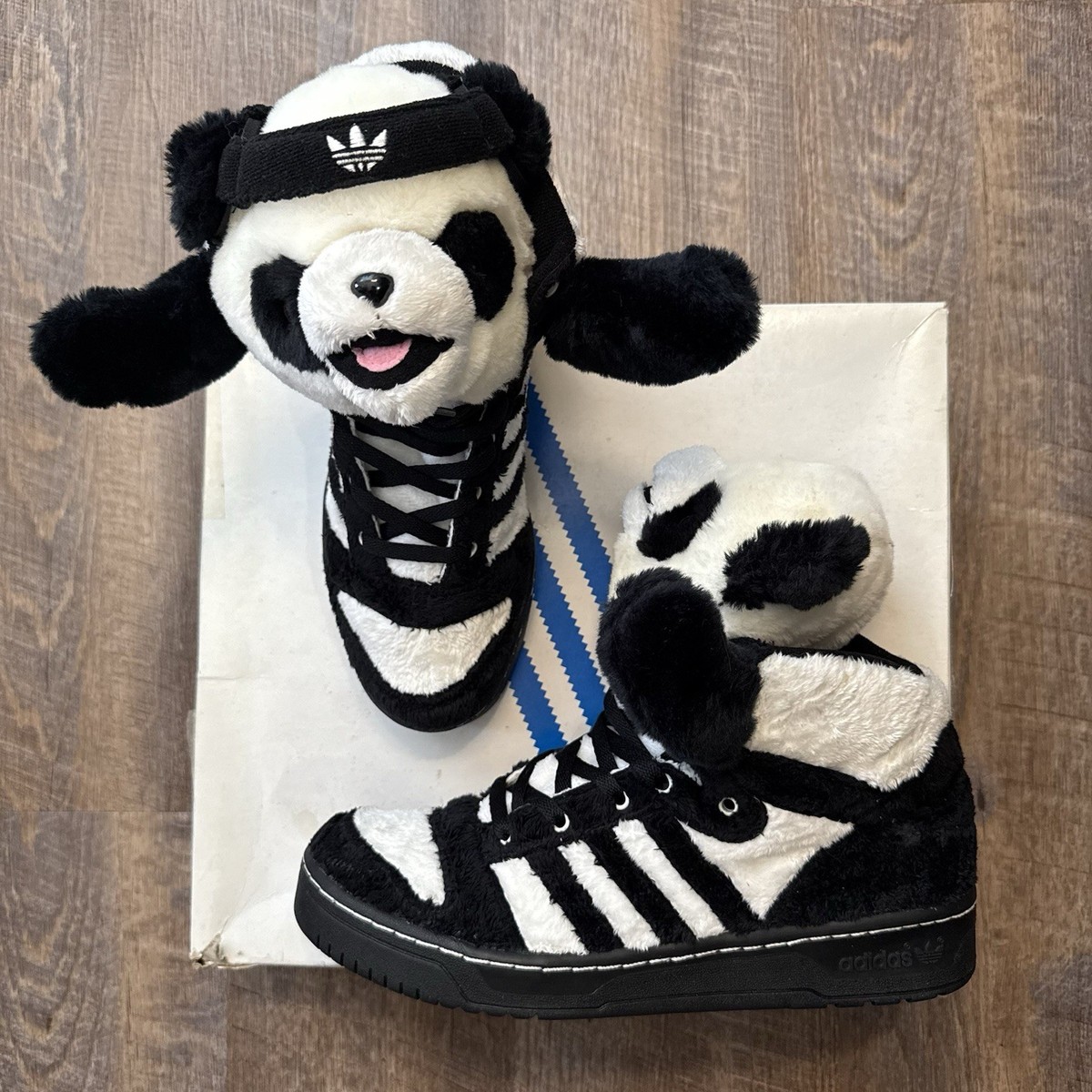 Adidas x Jeremy Scott JS Panda Bear Black White Size 11.5 Sneakers