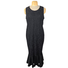 Ashley Stewart Women's Black Lace Mermaid Maxi Dress Plus Size 22/24 Eveningwear