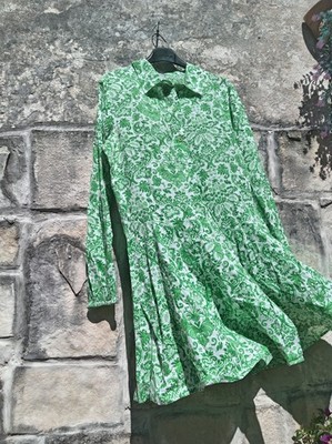 Tunika  Boho Ibiza Goa Bali One Size Minikleid Bluse  Cotton Kleid Grün Beach