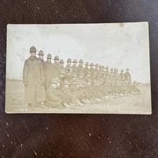 Real Photo Postcard Military Soldiers Group Portrait RPPC Vintage Antique