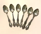 6 Sterling Silver International Demitasse Spoons In Wild Rose Pattern