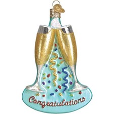Old World Christmas Blown Glass Ornament for Christmas Tree, Champagne Toast