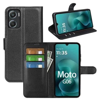 Klapphülle für Motorola Moto G06/ G06 Power Tasche Case Handyhülle Leder Schwarz - Bild 1 von 4