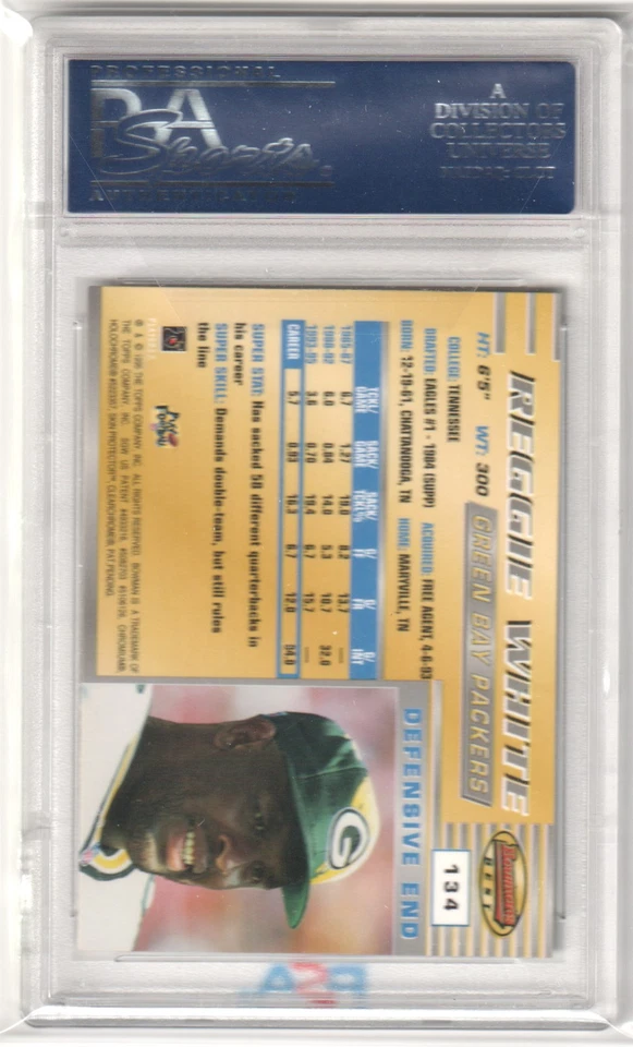 REGGIE WHITE 1996 Bowman's Best #134 PSA 10 GEM MINT - PACKERS Pop 11 - Image 2 of 2
