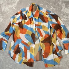 Fashion Nova Shirt Women's XXL Geometric All-Over Light Weight Button Up