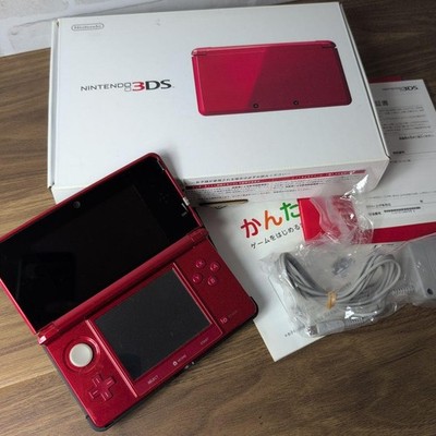 Nintendo 3DS Metallic Red Game Console with Box and Accessories USED