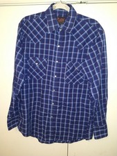Plains Western Wear Plaid Pearl Snap Long Sleeve Button Up Shirt Men's sz Medium