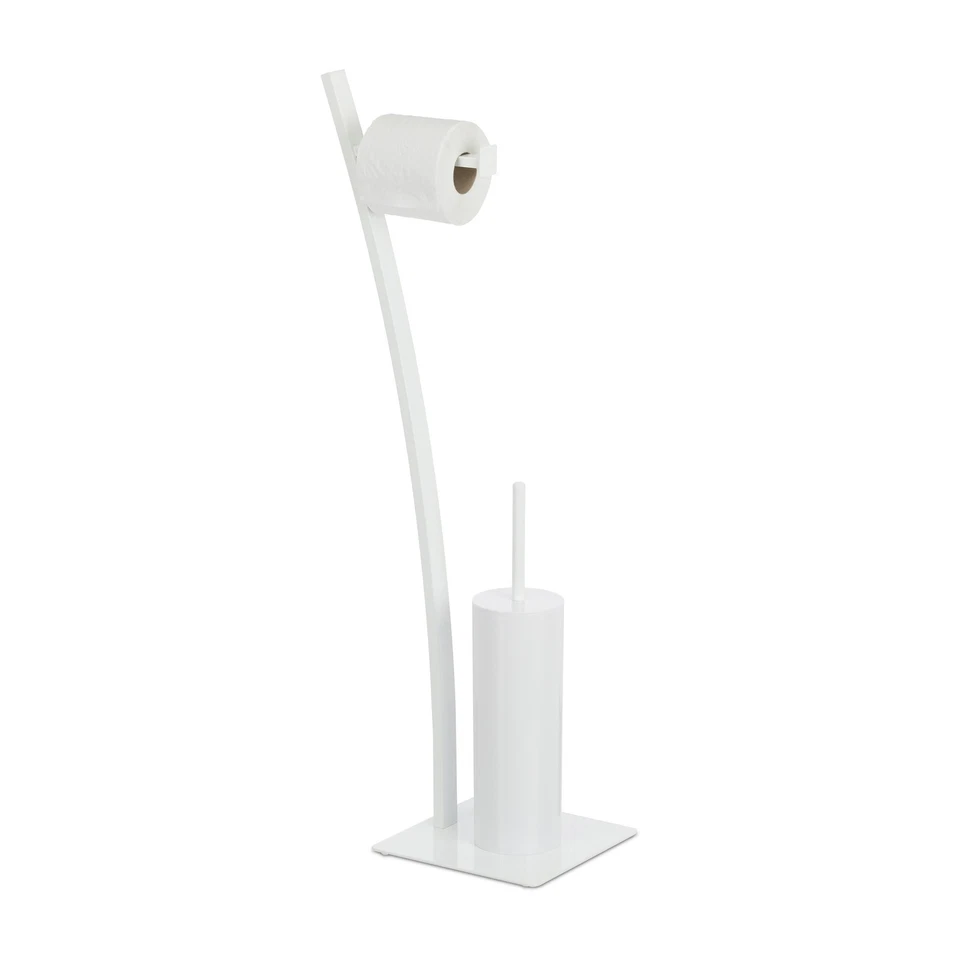 Serviteur de toilettes avec brosse blanc ensemble accessoires WC 1,78 kg - Photo 1/4