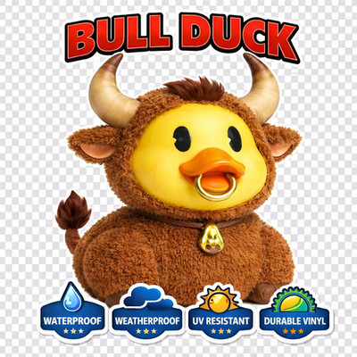 Cute Bull Duck Vinyl Decal Rubber Duck Sticker Kawaii sports Car Laptop