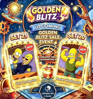  Monopoly Go Golden Blitz Stickers 5  Guy Incognito & 5 Rainer Wolfcastle   