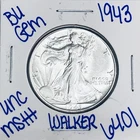 1943 BU UNCIRCULATED WALKING LIBERTY SILVER HALF DOLLAR AUTHENTIC U.S. MINT 6401