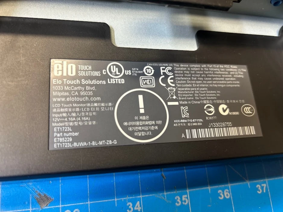 Elo ET1723L LCD Touch Screen Monitor 17 Inch 1024P E785229 - Image 4 of 4