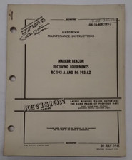 Marker Beacon Receiving Equipment's RC-193A & RC-193-AZ Maintenance Instructions