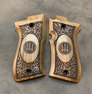Beretta 85 Cheetah Turkish Walnut Wood Grips. Fits 82, 85 and 87 Models. Floral
