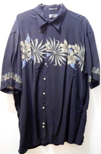 Van Heusen Men's Black Hawaiian Short Sleeve Dress Shirt Size L 100% Rayon - Picture 3 of 8