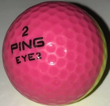 Vintage 2 Ping Eye 2 Karsten Two Tone Pink  Yellow Golf Ball P-2 