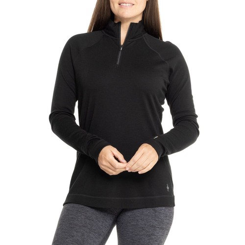 Smartwool Women's Classic Thermal Merino Base Layer 1/4 Zip Top (Size 3X) Black - Picture 2 of 6