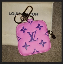 New b/Box, Ribbon RARE Louis Vuitton Pink Lanyard key holder pochette coin purse