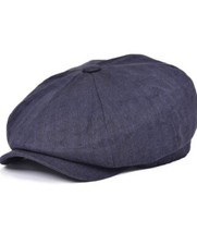 BOTVELA Men's Grey Wool Blend Newsboy Flat Cap Herringbone Pattern in Classic