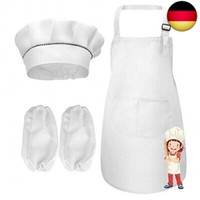 Kinder SchüRze KochmüTze Und ÄRmel Set, Verstellbare Weiß KinderschüRze MäDchen/