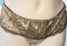 Victoria secret L Rare Vintage L Crushed Velvet Thong Brown Green Panty