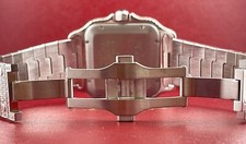 Cartier Santos Men's 40mm Large Model Steel Watch Roman Iced Out 10ct Diamonds 5