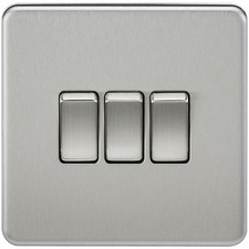 Knightsbridge Screwless Flatplate light switches & sockets BRUSHED CHROME range