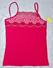 LADIES PLAIN STRETCHY COTTON TOPS LACE DESIGN STRAPPY VEST CAMISOLE HIGH QUALITY