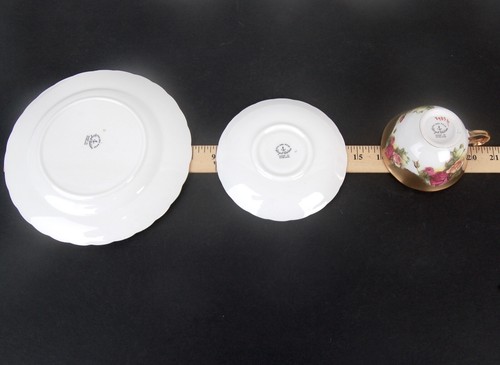 Royal Chelsea Golden Rose 3 Pc Set Plate Teacup Saucer Fine Bone China England - Picture 11 of 12