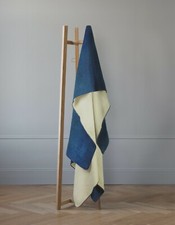 EXTRA LARGE SOFT WARM ALPACA WOOL BLANKET 76x91" NAVY BLUE SOLID PATTERN