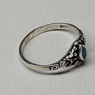 Bague Ancienne En Argent Massif 925 Avec Grenat – Taille 55 – Style Vintage