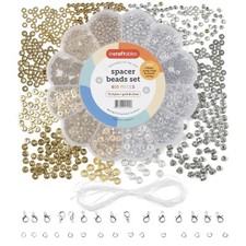 Incraftables 600pcs Spacer Beads Set for Jewelry Making 12 Styles (Gold, Silver)
