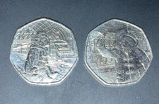 Paddington bear 50p X2 Train Station & Palace