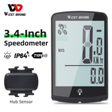 WEST BIKING Wireless Bike Computer Waterproof Cycling Speedometer 3.4 In Screen